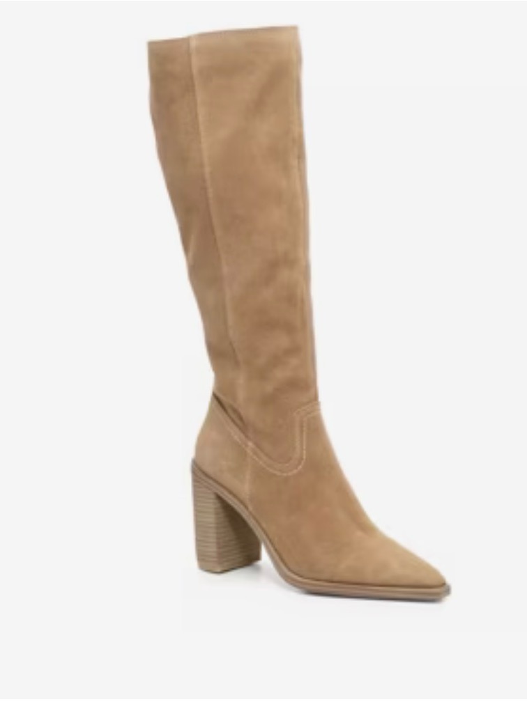 Steve Madden Elexis Women’s Tall Tan Suede Block Heel Boot